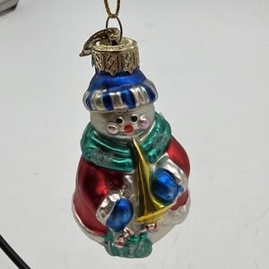 VINTAGE THOMAS PACCONI Blown Glass Christmas Tree Ornament SNOWMAN